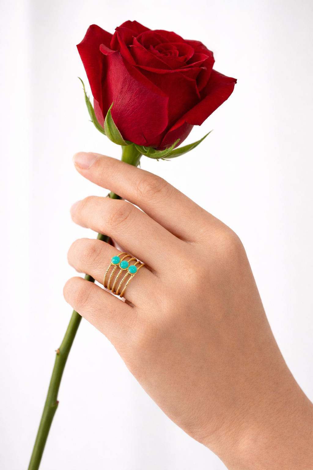 Turquoise Temptation Ring - 18K Gold Coated