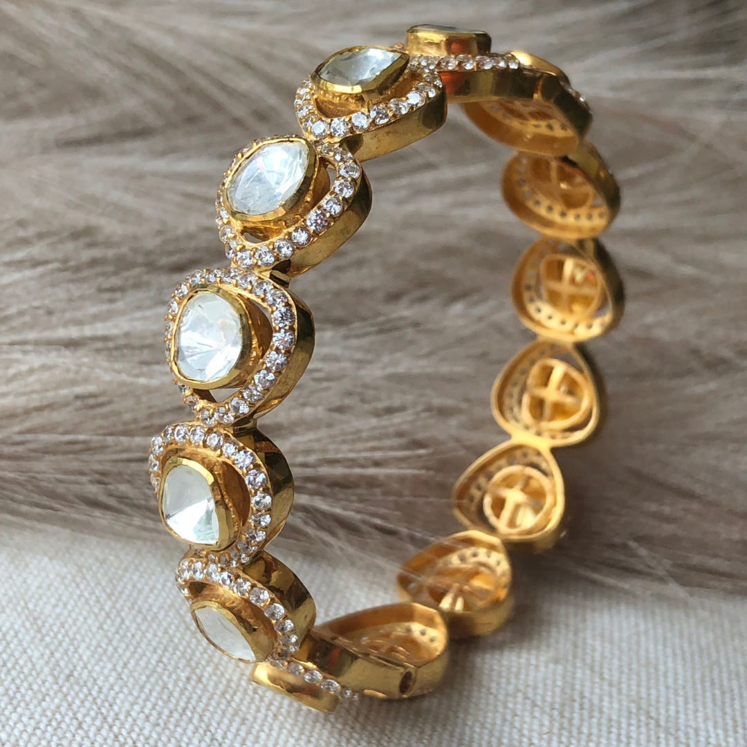 Block Bangle - Gold Plated 925 Silver