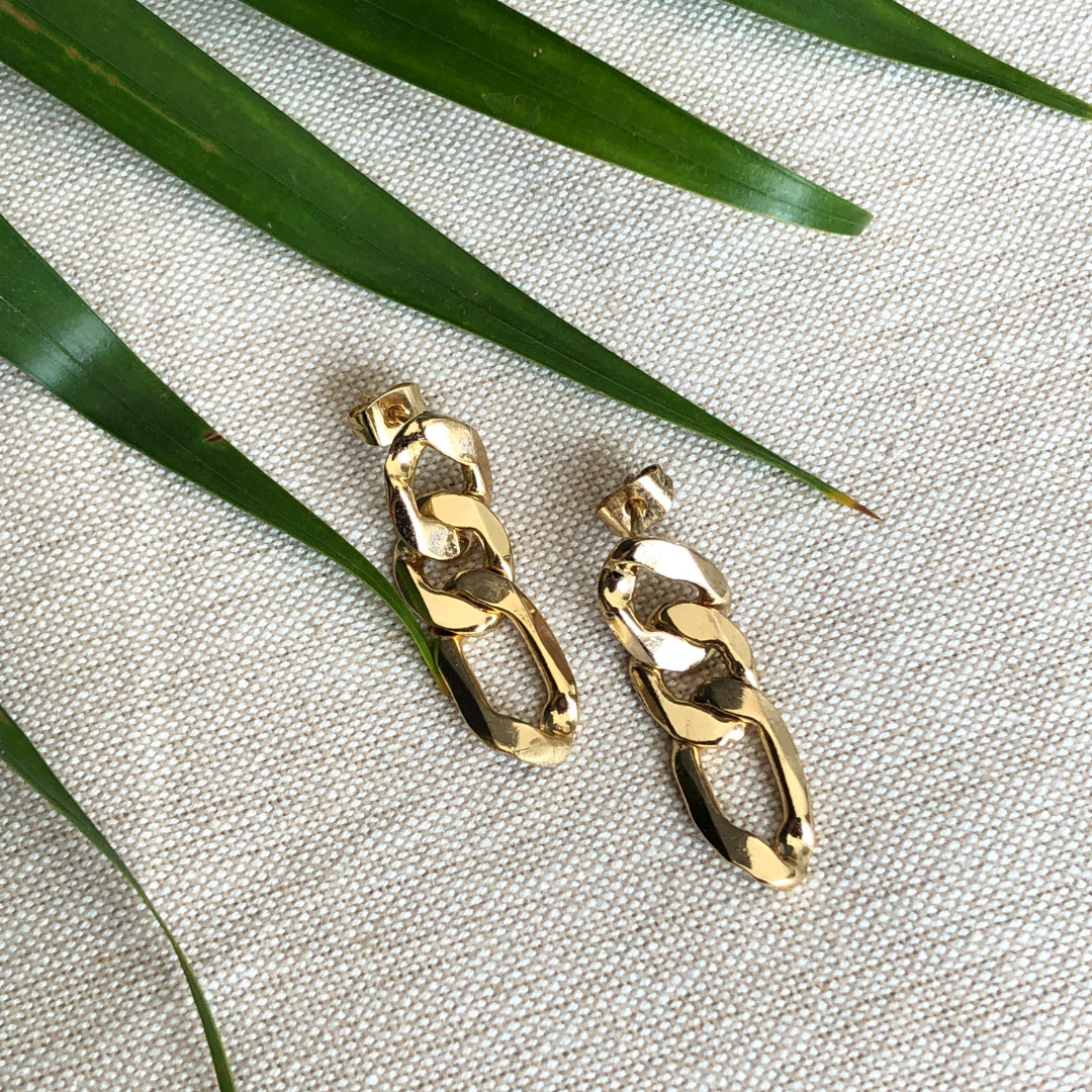 Bully Link Earrings - Gold Coated