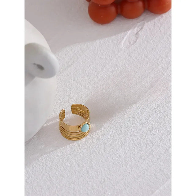 Crown Bead Ring - 18K Gold Coated
