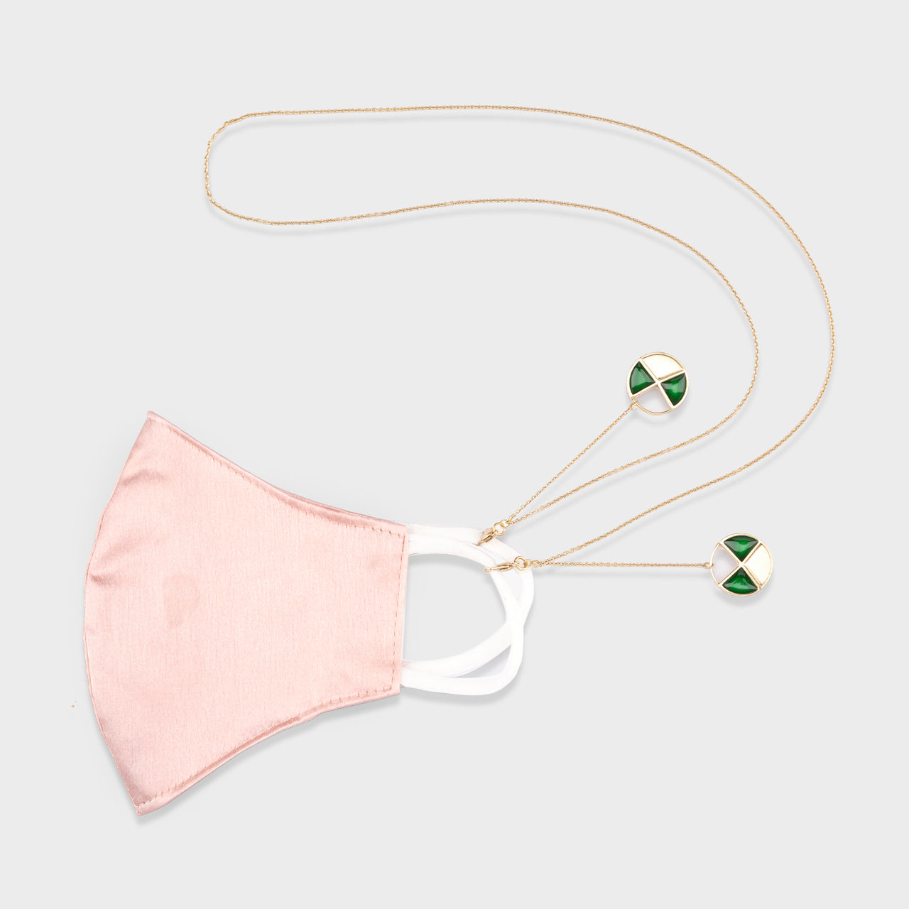 Green Disc Mask Chain - Gold Coated