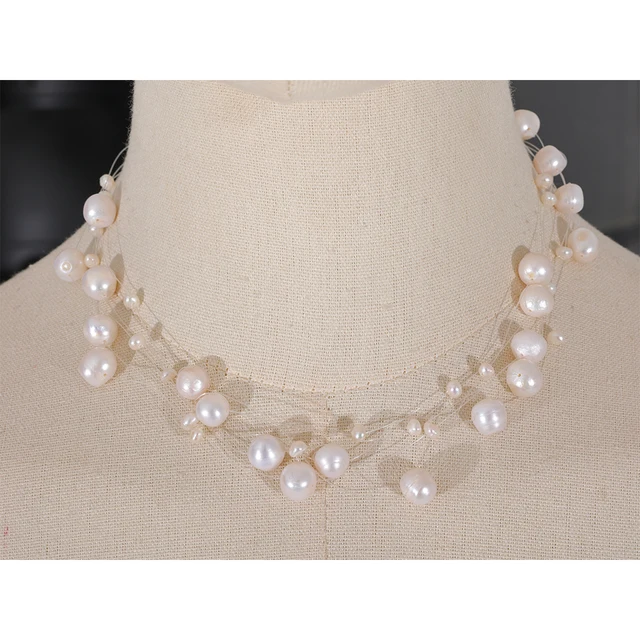 Rigel Floating Pearl Necklace - 18K Gold Coated