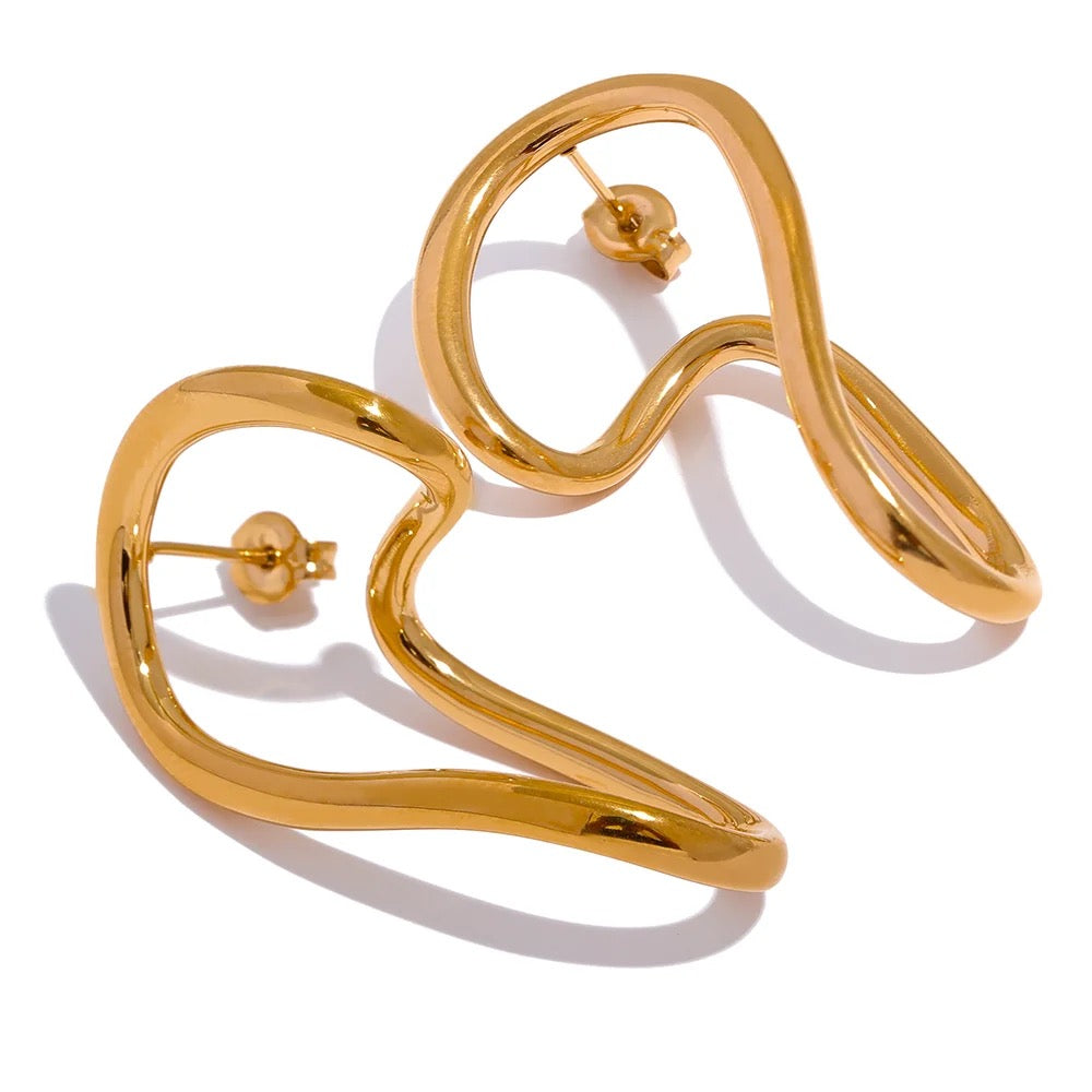 Wiggle Wiggle Earrings - 18K Gold Coated
