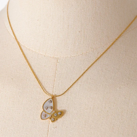 Ariel Butterfly Pendant Necklace - 18K Gold Coated