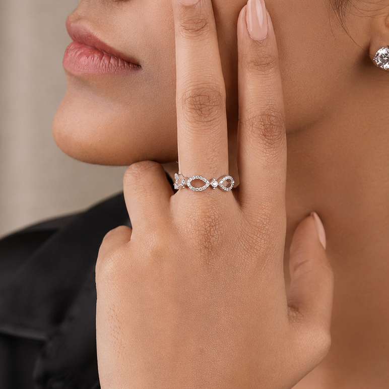 Loop Swarovski Ring - 930 Recycled Silver
