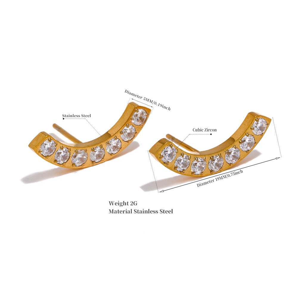 Crescent Shine Studs - 18K Gold Coated