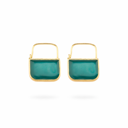 Blue Tank Earring - Gold Coated