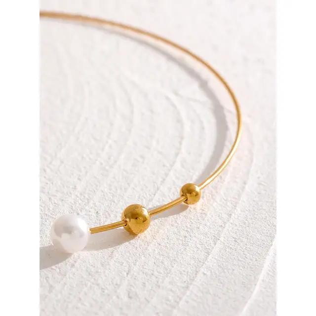 Tara Pearl Line Choker - 18K Gold Coated