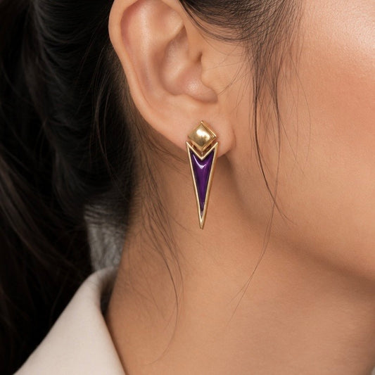 Purple Spike Earring - Gold Coated