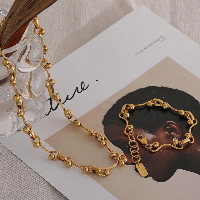 Portia Chain Ball Necklace - 18K Gold Coated