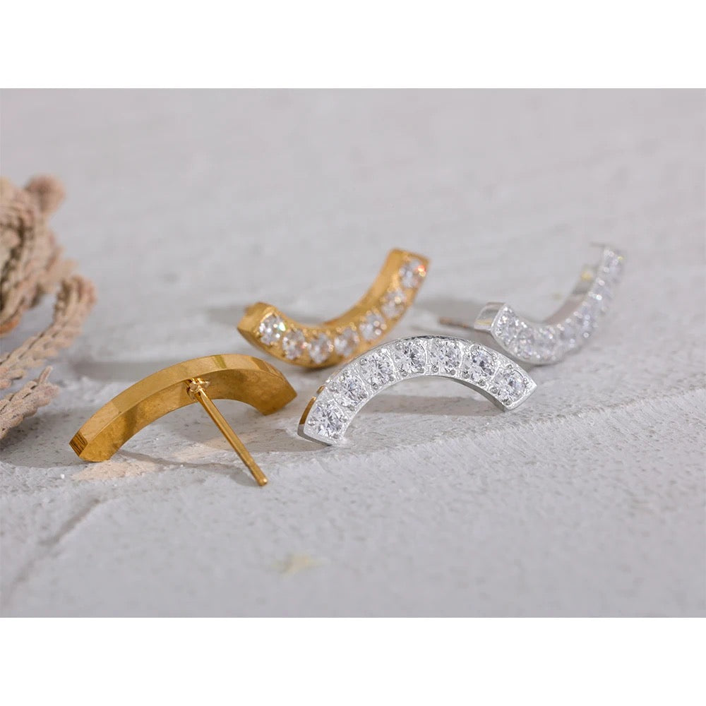 Crescent Shine Studs - 18K Gold Coated