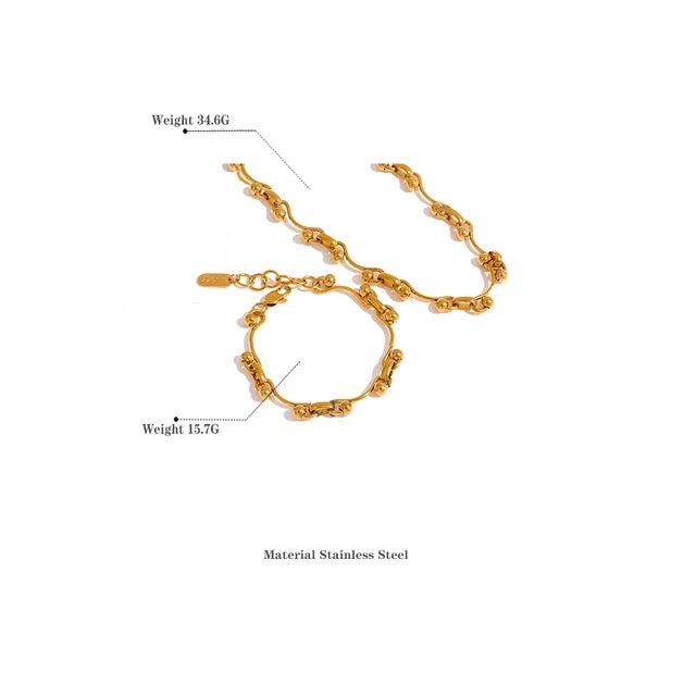 Portia Chain Ball Necklace - 18K Gold Coated