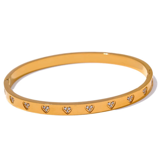 Heart Stamp Cuff Bracelet -18K Gold Coated