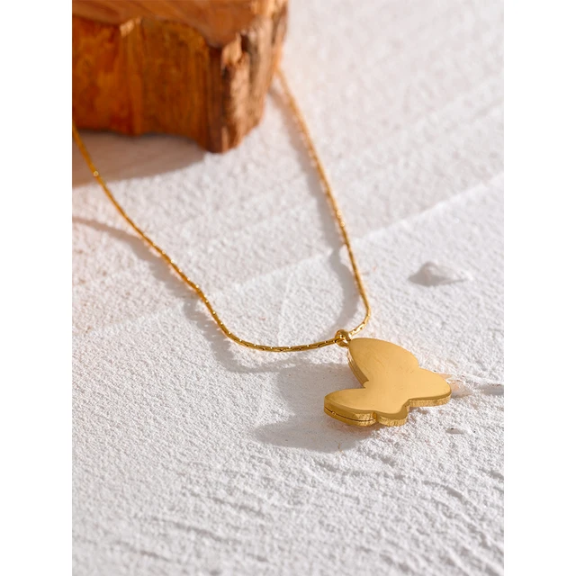 Ariel Butterfly Pendant Necklace - 18K Gold Coated