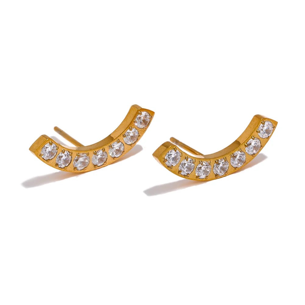 Crescent Shine Studs - 18K Gold Coated