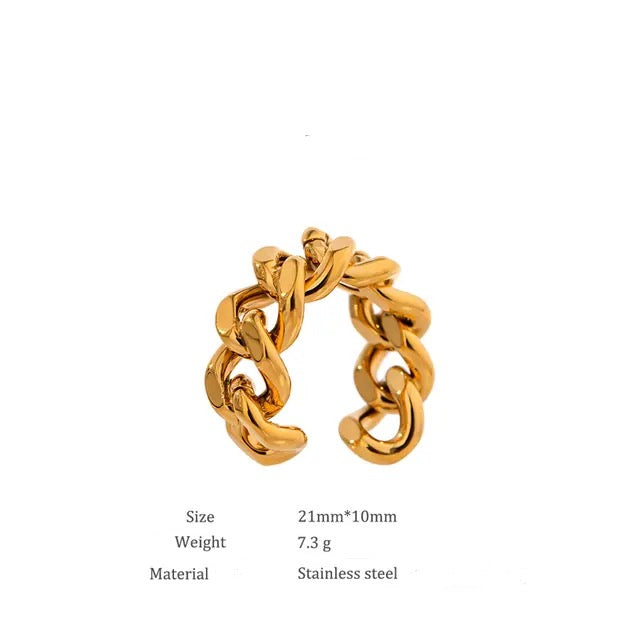 Ara Chain Link Ring - 18K Gold Coated