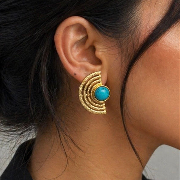 Blue Moon Studs - Gold Coated Earrings