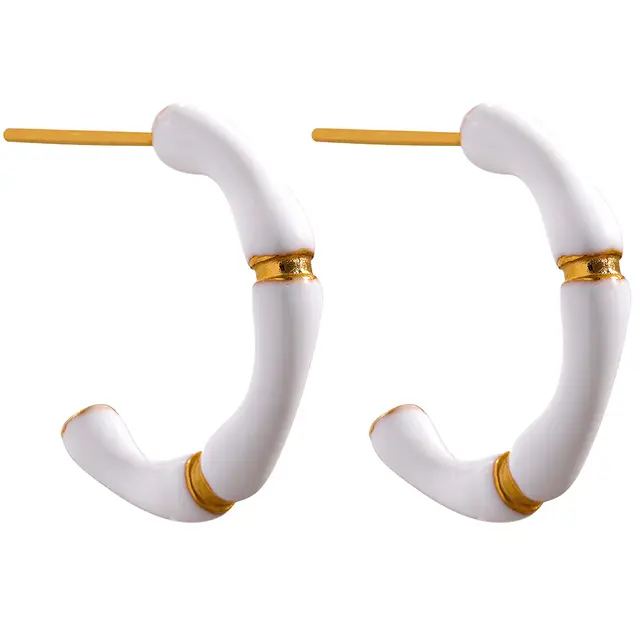 Hoku Enamel Hoop Earrings - 18K Gold Coated