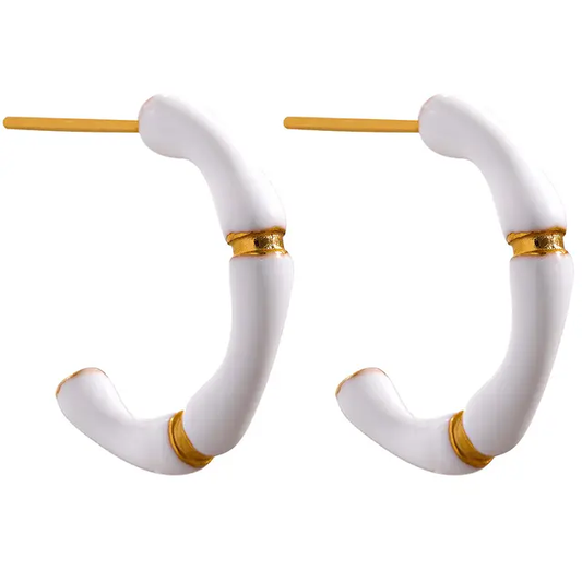 Hoku Enamel Hoop Earrings - 18K Gold Coated