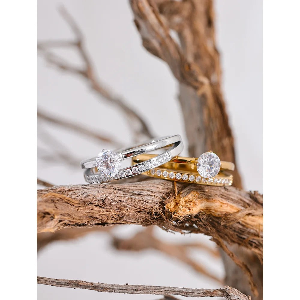 Whistledown Solitaire Ring - 18K Gold Coated
