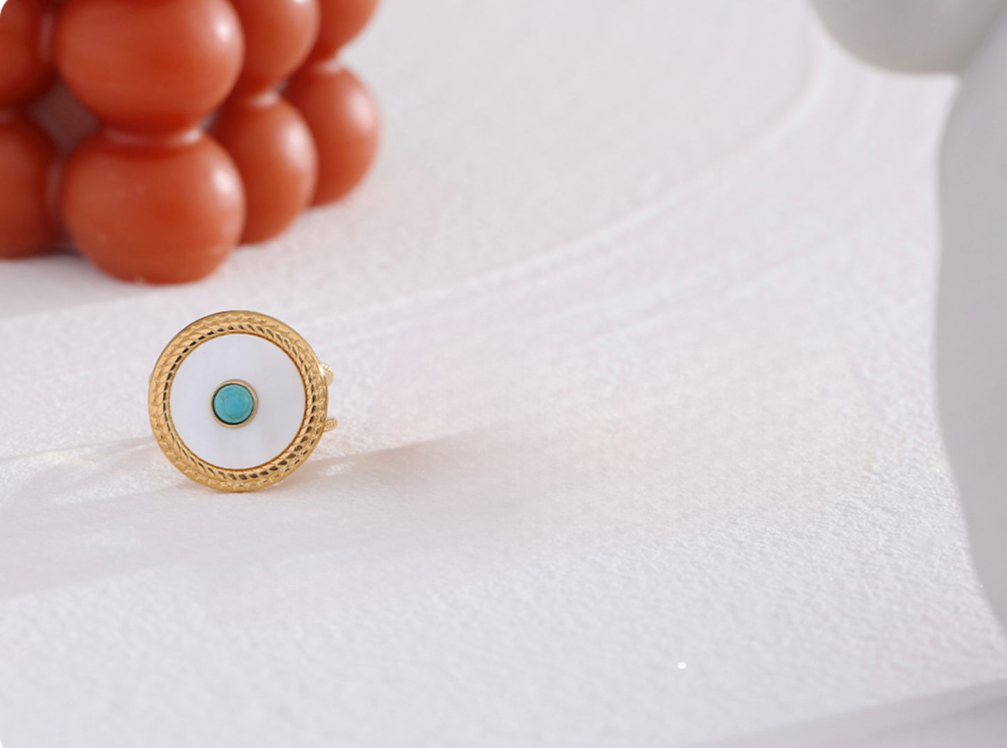 Adhara  Shell Turquoise Ring - 18K Gold Coated