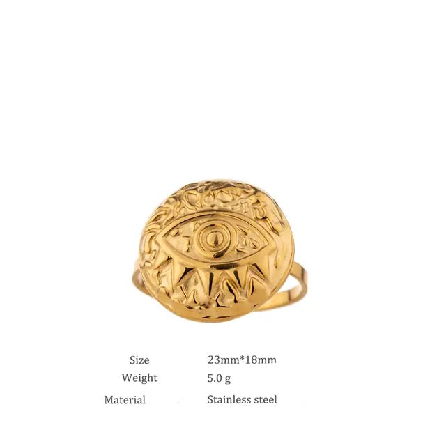 Crater Gold Eye Ring - 18K Gold Coated