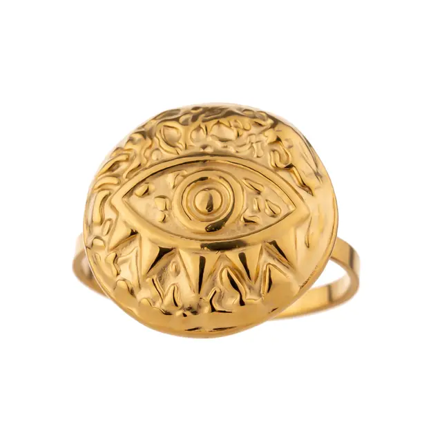 Crater Gold Eye Ring - 18K Gold Coated