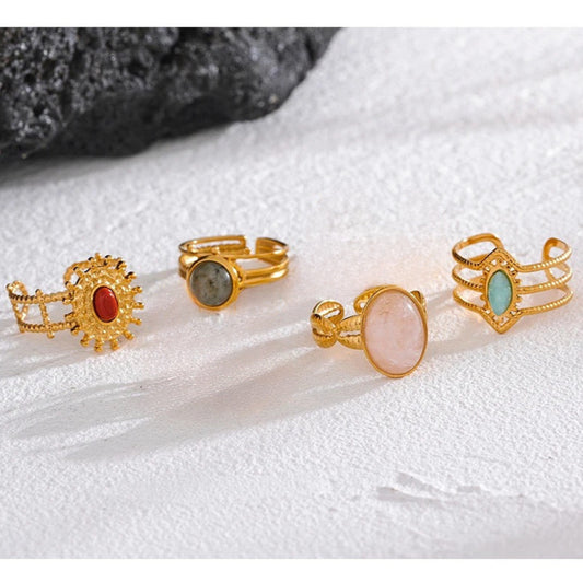 Vivid Gem Adjustable Ring - 18K Gold Coated