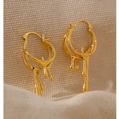 Altair Gold Drip Earrings - 18K Gold Coated