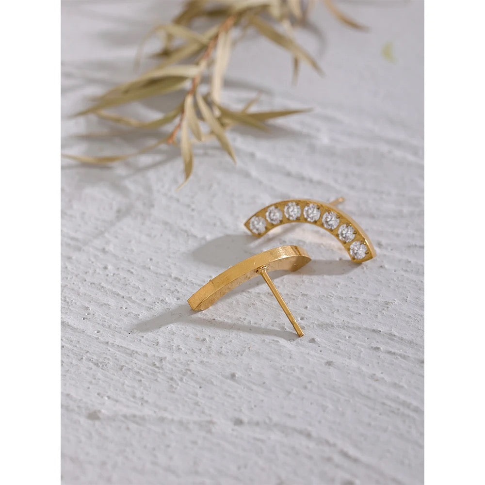 Crescent Shine Studs - 18K Gold Coated