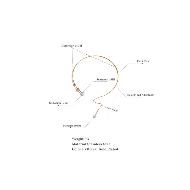 Tara Pearl Line Choker - 18K Gold Coated