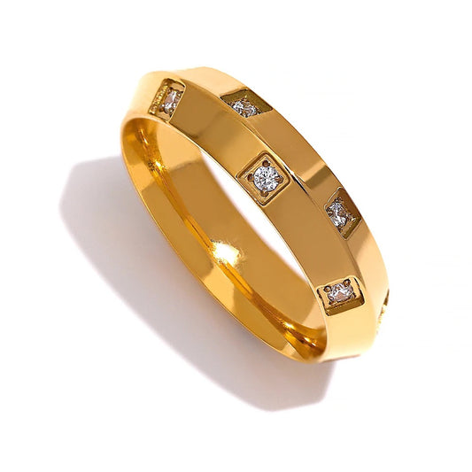 Side-to-Side Ring Band - 18K Gold Coated