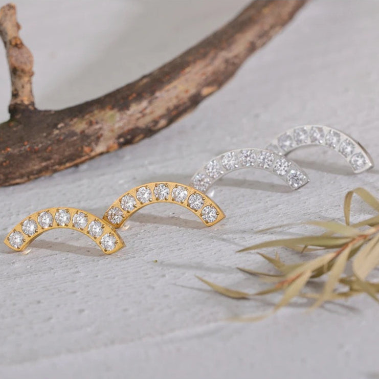 Crescent Shine Studs - 18K Gold Coated