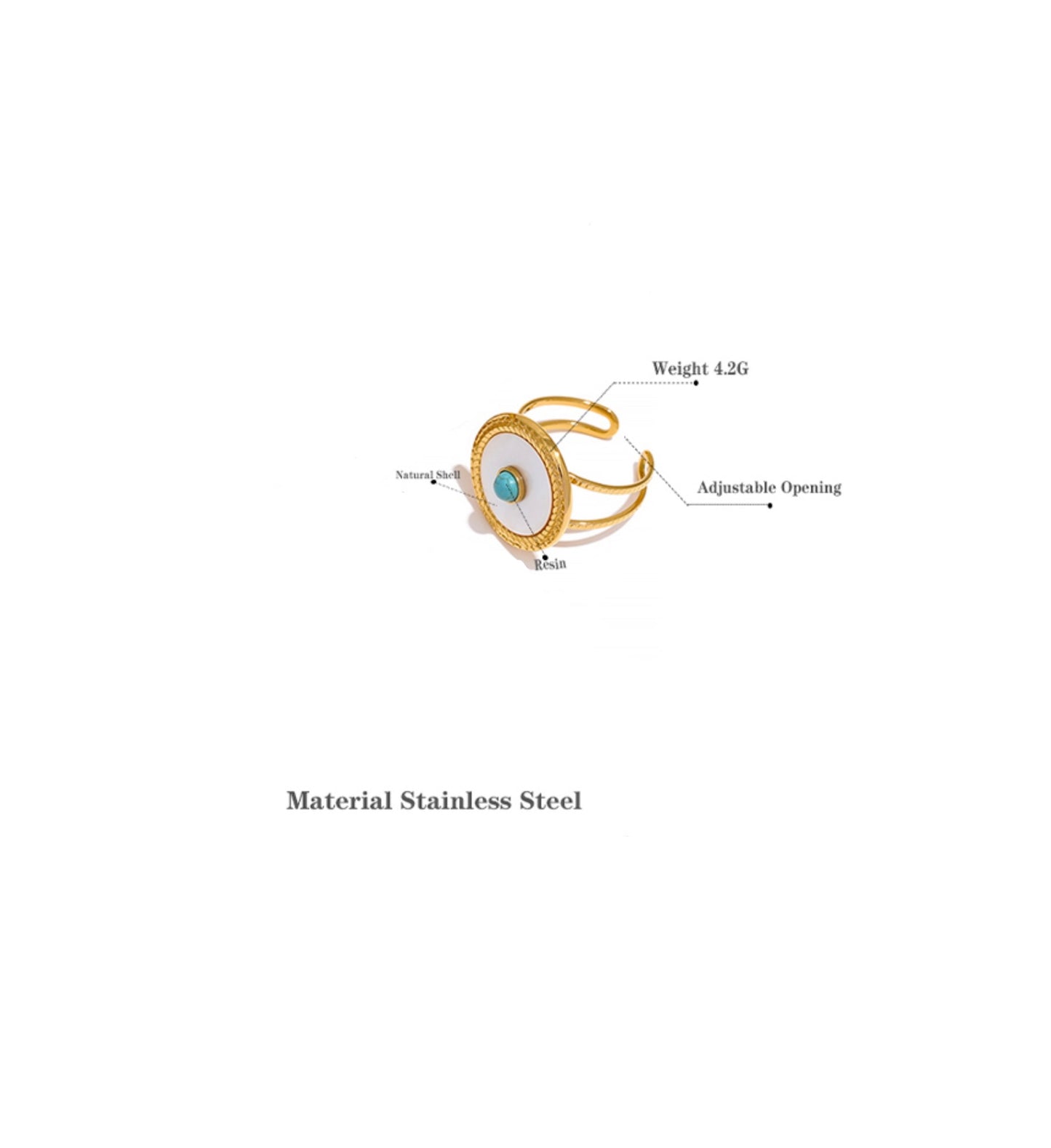 Adhara  Shell Turquoise Ring - 18K Gold Coated