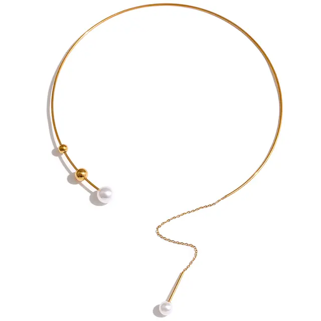 Tara Pearl Line Choker - 18K Gold Coated