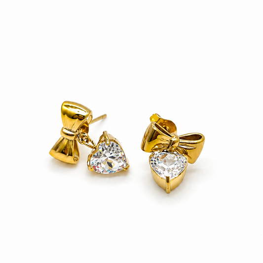 Heart Shape Bow Knot stud earring
