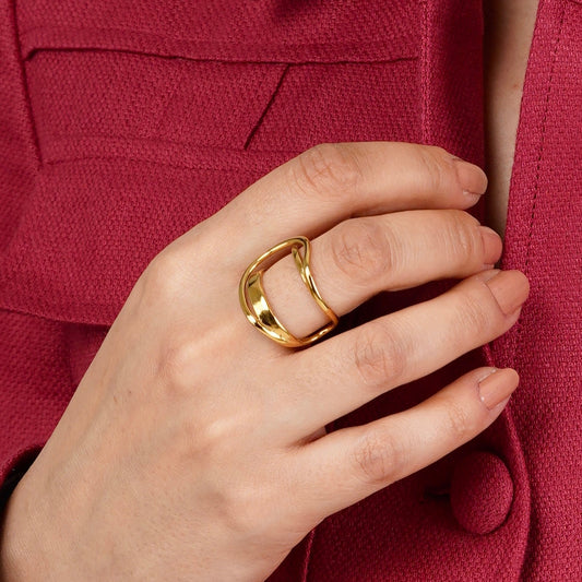 Over The Top Ring - 18K Gold Coated
