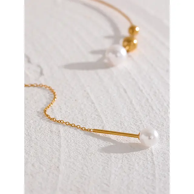 Tara Pearl Line Choker - 18K Gold Coated