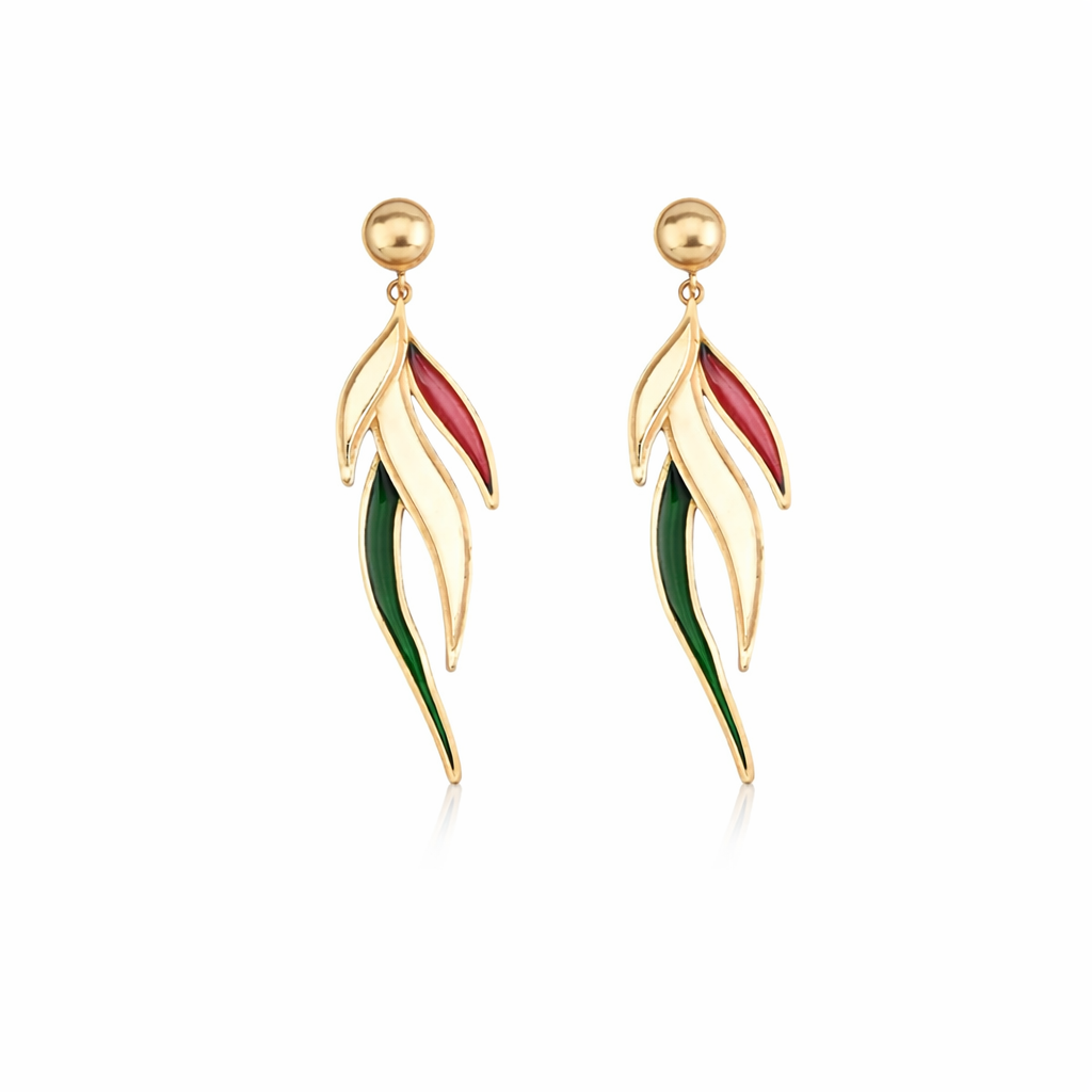 Dancing Feather Earrings - Gold Coated