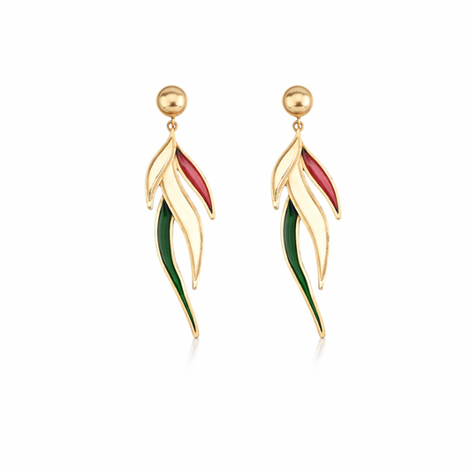 Dancing Feather Earrings - Gold Coated