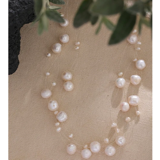 Rigel Floating Pearl Necklace - 18K Gold Coated