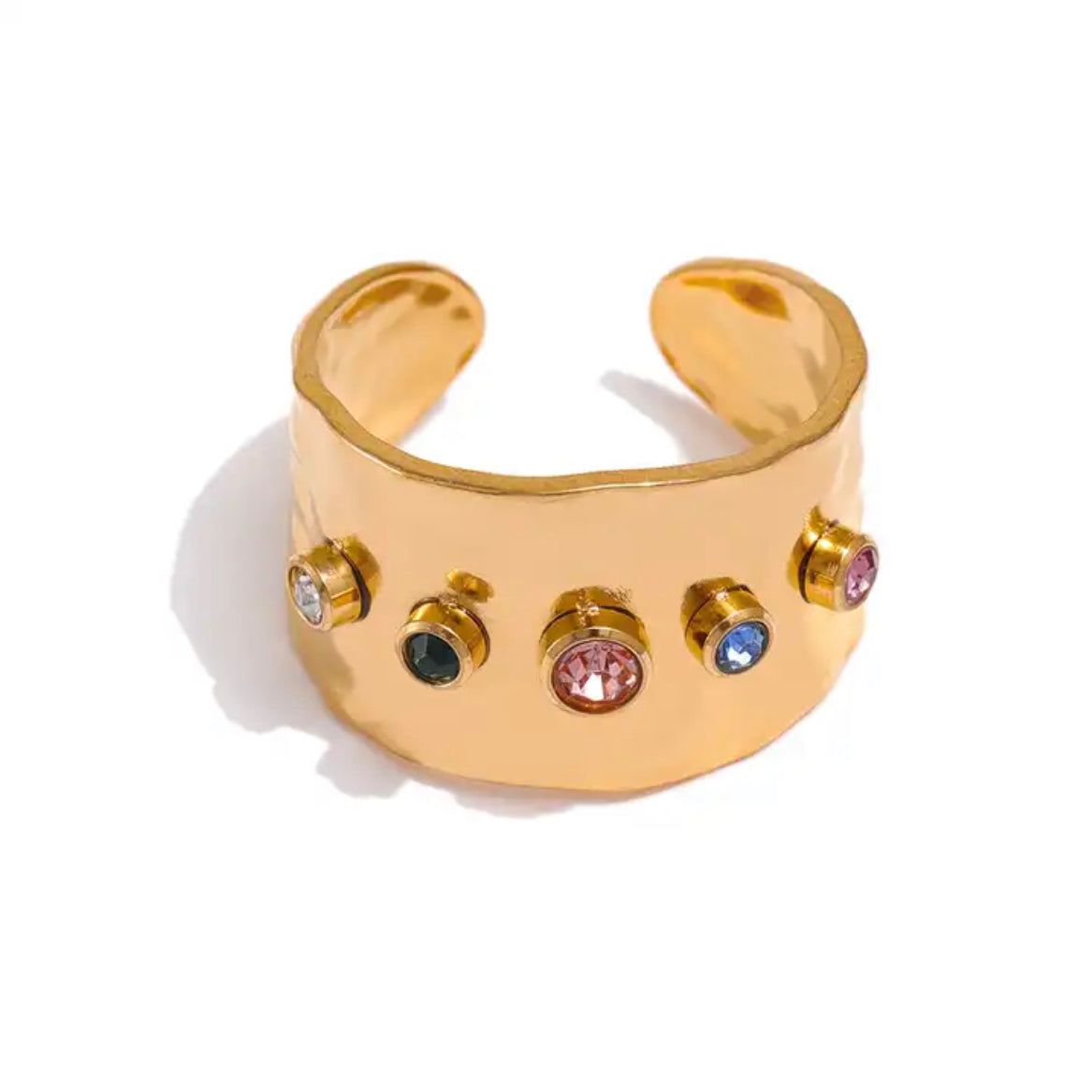 Rainbow Gemstone Ring - 18K Gold Coated