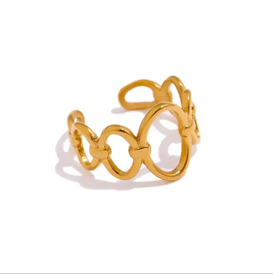 Chain Reaction Adjustable Ring - 18K Gold Coated