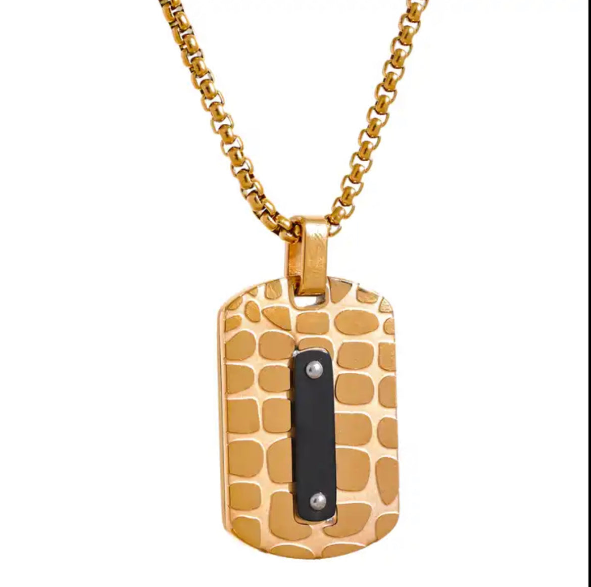 Dog Tag Pendant Necklace - 18K Gold Coated