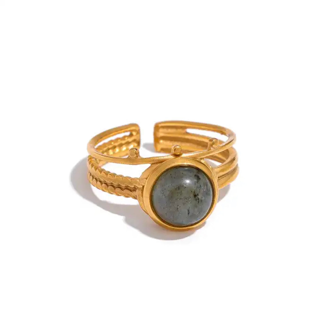 Vivid Gem Adjustable Ring - 18K Gold Coated