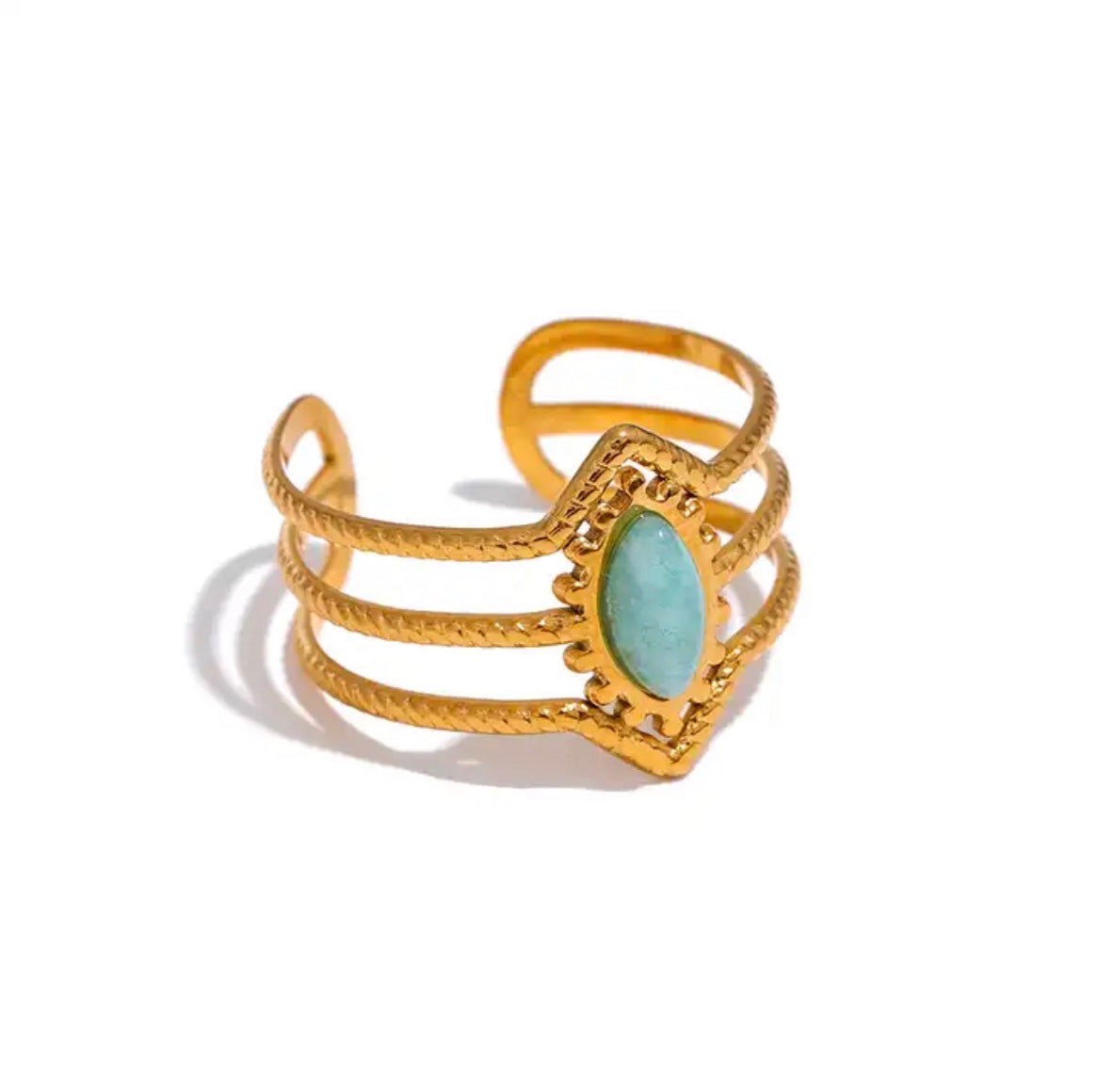Vivid Gem Adjustable Ring - 18K Gold Coated
