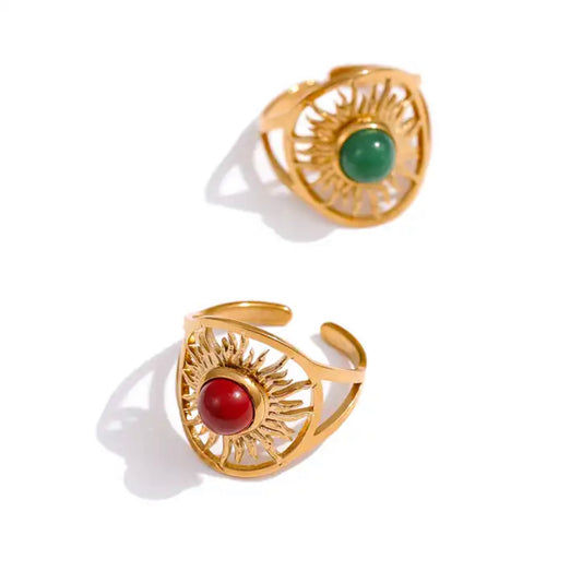Ilios Red Ring - 18K Gold Coated