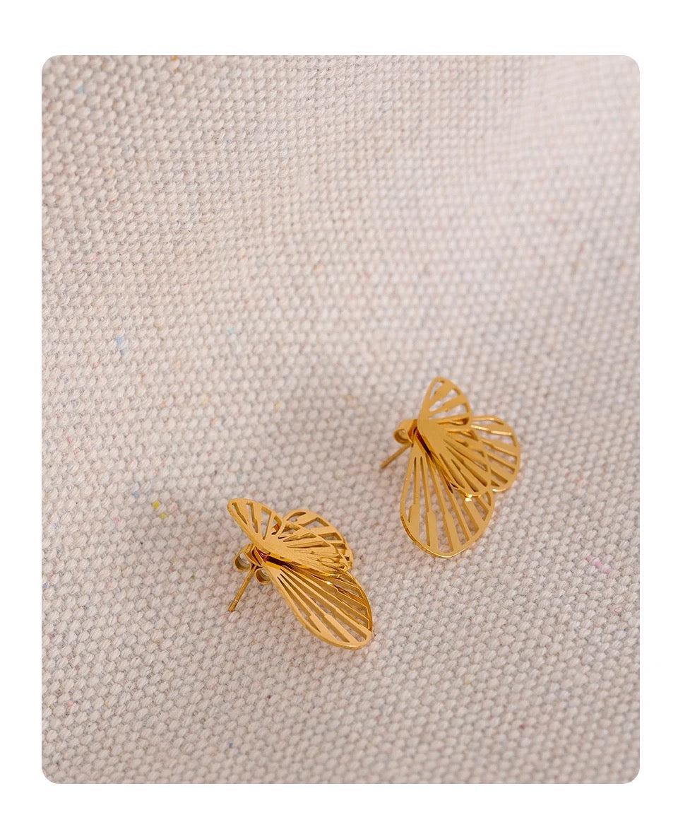 Fly Butterfly Earrings - 18K Gold Coated