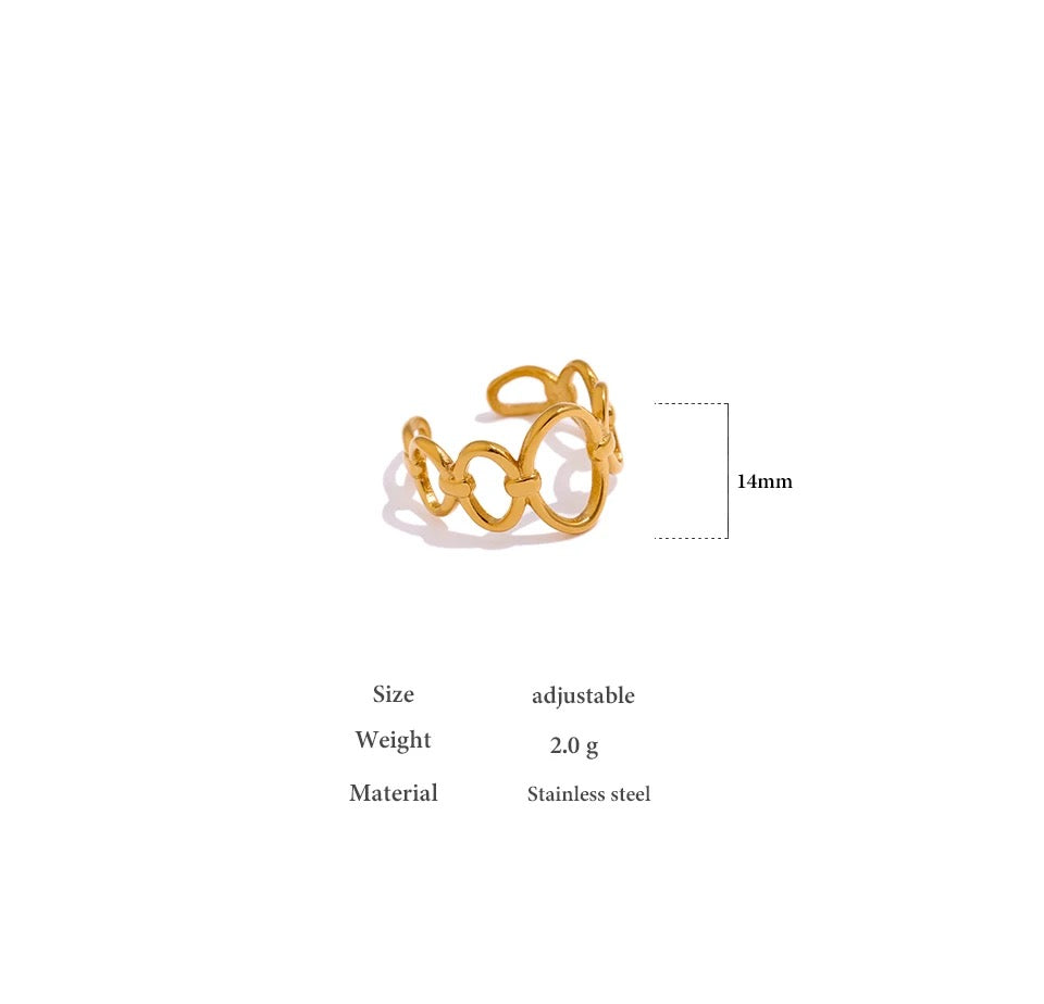 Chain Reaction Adjustable Ring - 18K Gold Coated
