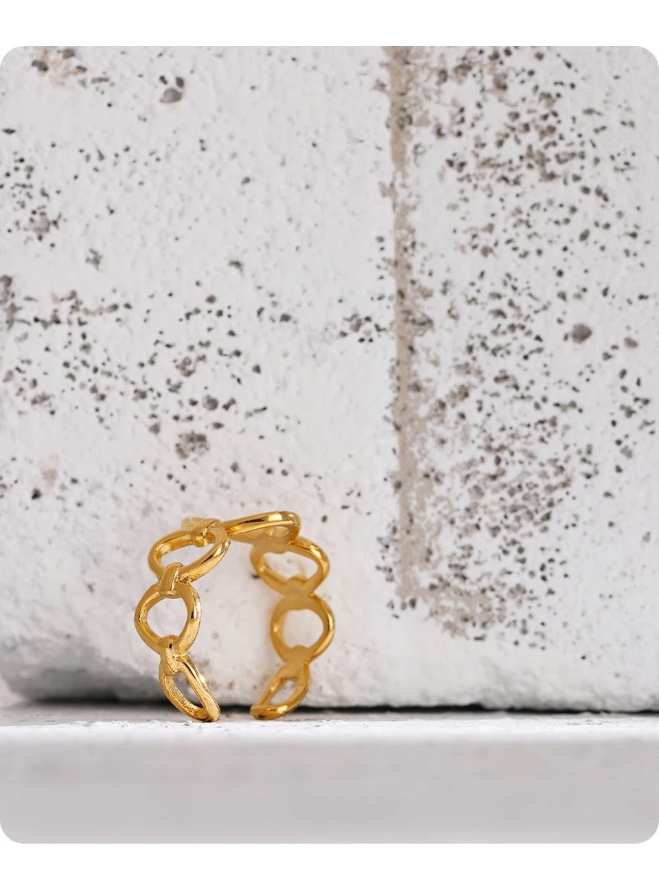 Chain Reaction Adjustable Ring - 18K Gold Coated